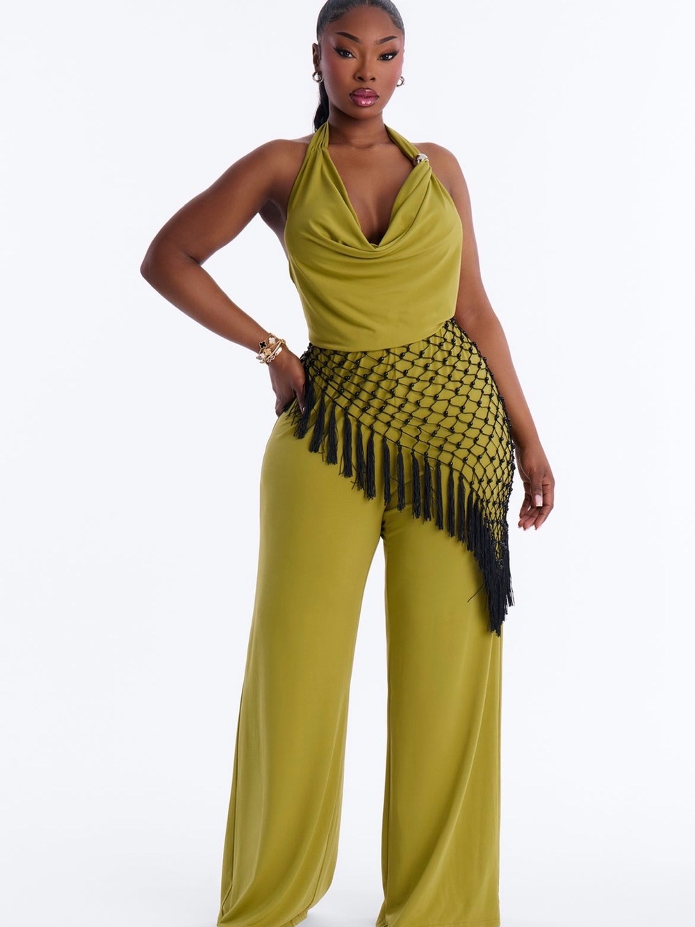 Olive Halter Jumpsuit - Picture 1 of 1